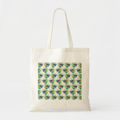 Holly and Jingle Bells Retro Christmas Pattern Tote Bags