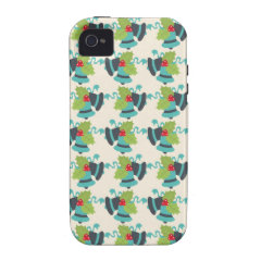 Holly and Jingle Bells Retro Christmas Pattern Case For The iPhone 4