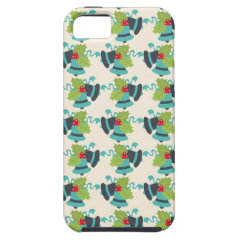 Holly and Jingle Bells Retro Christmas Pattern iPhone 5 Cases