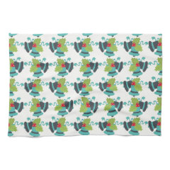 Holly and Jingle Bells Retro Christmas Pattern Hand Towels