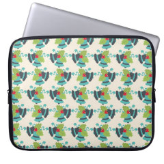 Holly and Jingle Bells Retro Christmas Pattern Laptop Computer Sleeve
