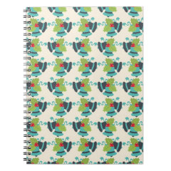 Holly and Jingle Bells Retro Christmas Pattern Spiral Note Books