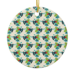 Holly and Jingle Bells Retro Christmas Pattern Christmas Ornament