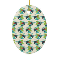 Holly and Jingle Bells Retro Christmas Pattern Christmas Ornament