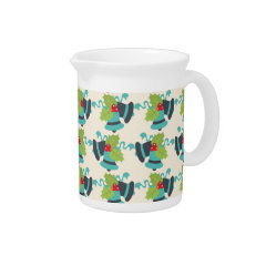Holly and Jingle Bells Retro Christmas Pattern Beverage Pitchers