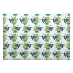 Holly and Jingle Bells Retro Christmas Pattern Place Mats