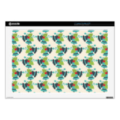 Holly and Jingle Bells Retro Christmas Pattern Laptop Skin