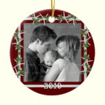 Holly and Starfish Red Family Photo Frame ornaments