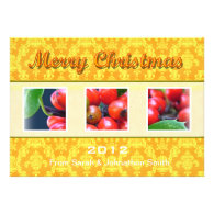 Holly berries and leaves Christmas card
