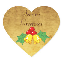 Holly Berries & Bells Gold Seasons Greetings Sticker