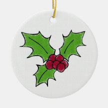 Holly Berries Christmas Ornament