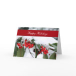 holly berries in snow  Corporate holiday Cards cards