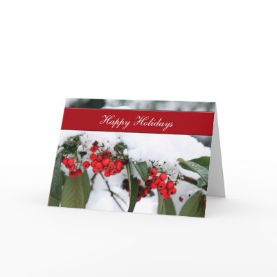 holly berries in snow Corporate holiday Cards Zazzle_card holly berries in snow Corporate holiday Cards Zazzle_card