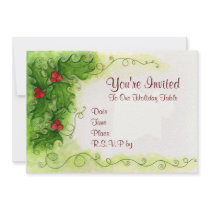 Holly Berries Invitation by 13BlackCatsDesigns Holly Berries Invitation