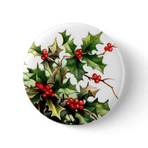 Holly Berry Button by VintageHolidays Holly Berry Button