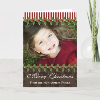 Holly Berry Christmas Photo Greeting Cards