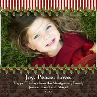 Holly Berry Holiday Photo Flat Cards