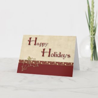 Holly Burgundy Christmas Greeting card