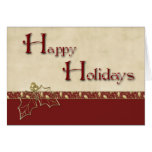 Holly Burgundy Christmas Greeting Greeting Card