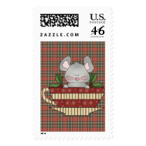 holly christmas cup mouse postage