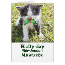 Holly-day Mustache Card
