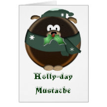 Holly-day Mustache Greeting Card
