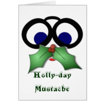 Holly-day Mustache Greeting Cards