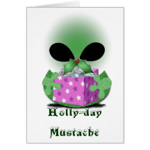 Holly-day Mustache Greeting Cards