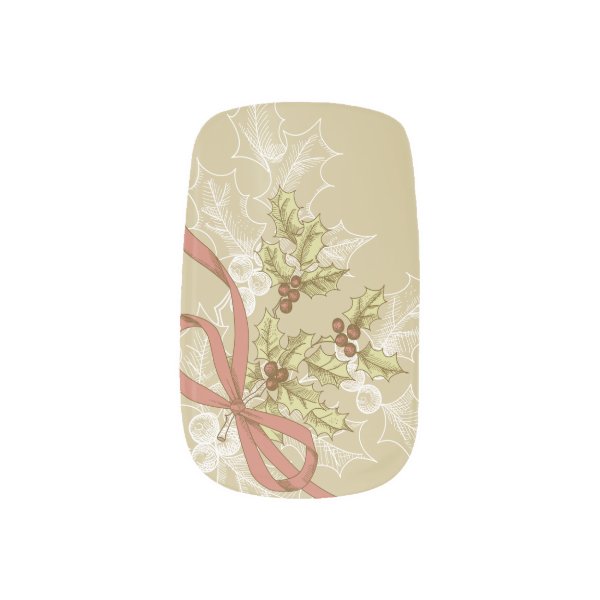 Holly-Day Sketch Holly Berries and Leaves Minx® Nail Art