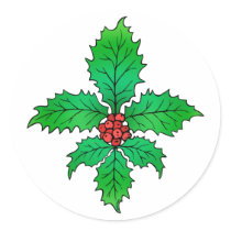 Holly Fleur de Lis Stickers