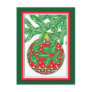 Holly Glass Ball Ornament on Christmas Tree Postcard