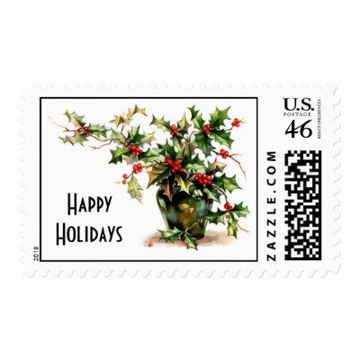 holly happy holidays stamp by vintagebh