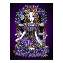 Holly Holiday Christmas Party Candy Angel Postcard