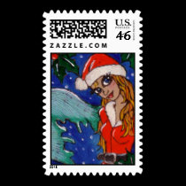 Holly Holiday Postage Stamp by lynndart Holly Holiday Postage Stamp