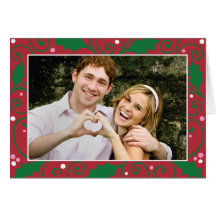 Holly Holiday Red and Green Photo Note Card