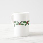 Holly holiday porcelain mugs