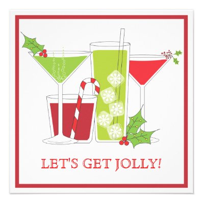 Holly Jolly Christmas Cocktail Party Invitation