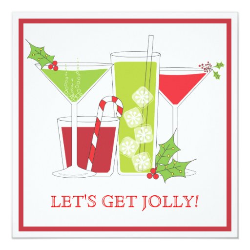 holly jolly christmas cocktail party invitation zazzle holly jolly christmas cocktail party invitation zazzle