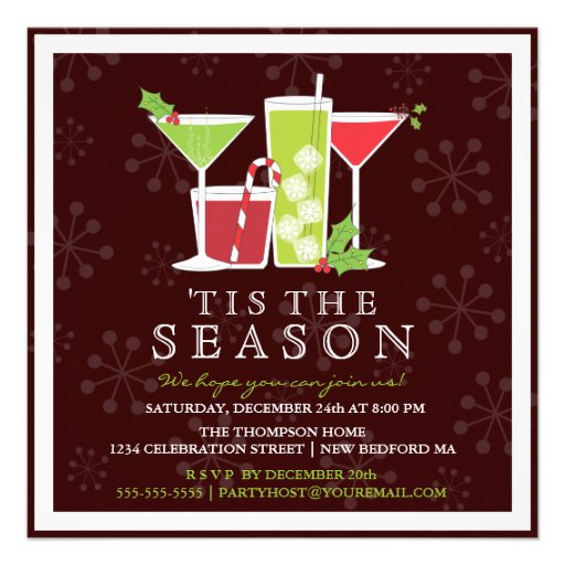 Holly Jolly Christmas Cocktail Party Invitation