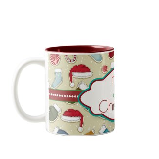 Holly Jolly Christmas hats&socks mug - red inside mug