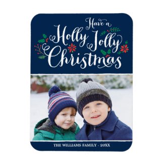 Holly Jolly Christmas | Holiday Photo Rectangular Magnets