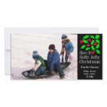 Holly Jolly Christmas Photocards (Black) Custom Photo Card