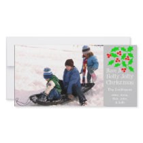 Holly Jolly Christmas Photocards (Silver) Picture Card