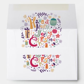 Holly Jolly Colorful Christmas Design Envelopes