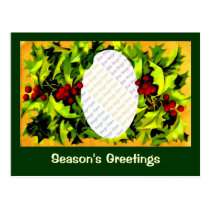 Holly Photo Frame personalized postcard postcards