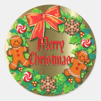 HOLLY, PINWHEELS & GINGER WREATH by SHARON SHARPE Stickers