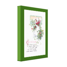 Holly & Poinsettia Little Girl Vintage Christmas Gallery Wrap Canvas