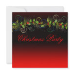 Holly Red Black Christmas Party Invitations