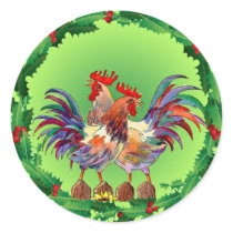 HOLLY ROOSTERS by SHARON SHARPE stickers
