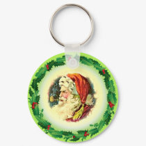 HOLLY & SANTA by SHARON SHARPE keychains by sharonsharpe HOLLY & SANTA by SHARON SHARPE keychains